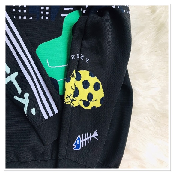 Adidas United Arrows And Sons Knit Sweater City Graffiti Black Size Large - Picture 8 of 14